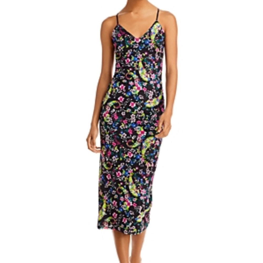 AFRM Amina Mesh Midi Dress in Noir Paisley Print